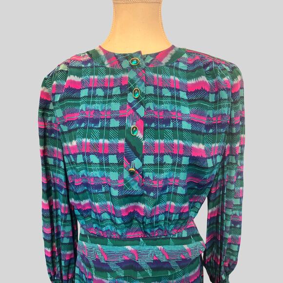 1980s Vintage Two Piece Set 100% Silk - Picture 4 of 7